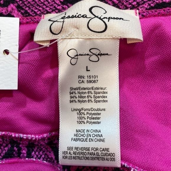 NWT Jessica Simpson Snakeskin Asymmetric Tied One Piece Swimsuit in Fuchsia L - Picture 3 of 12